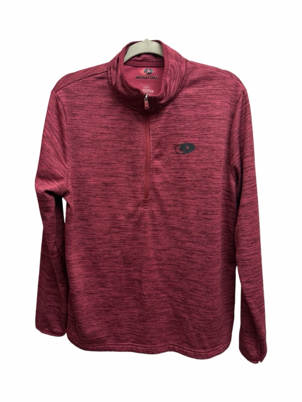Mossy Oak Men’s Heathered Quarter-Zip Pullover - Wine Red